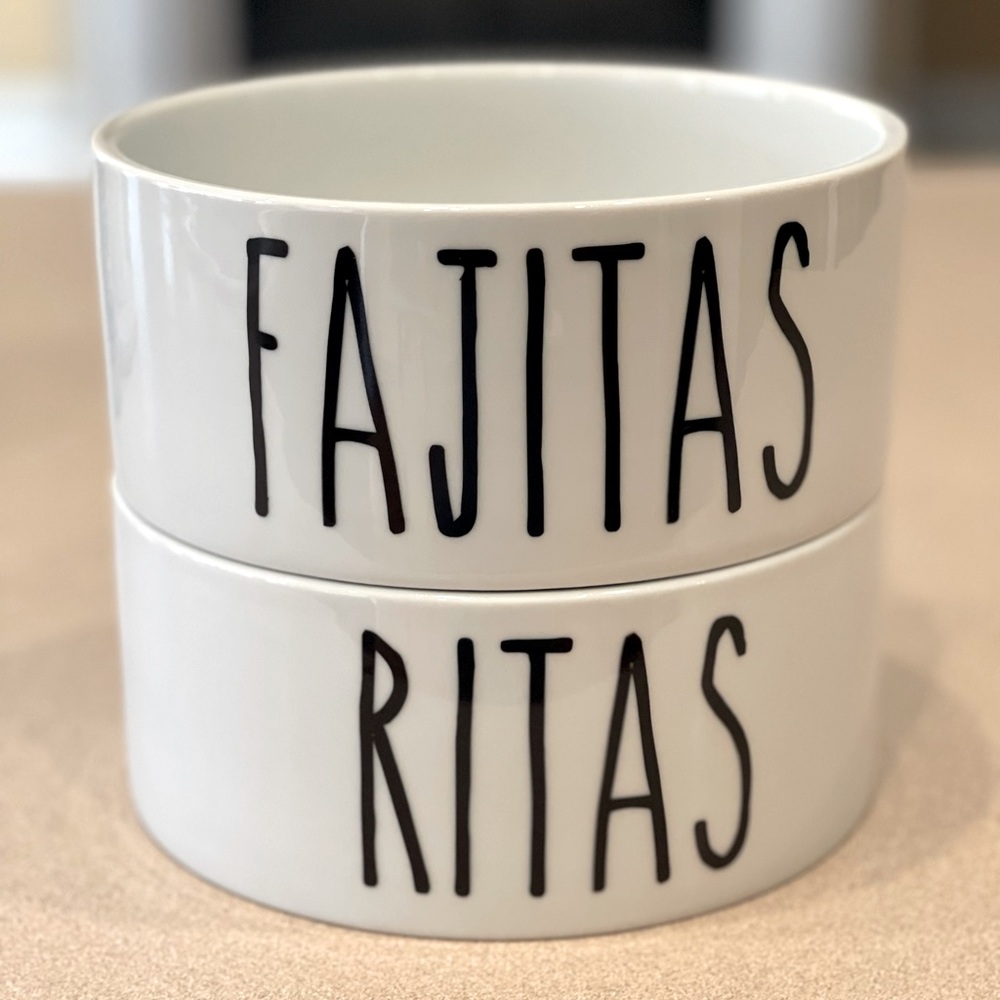 Rae Dunn Inspired Pet Bowl Set: Fajitas & Ritas